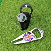 Accessoires de golf Offre Spéciale marqueur de balle de golf en métal personnalisé ou blanc ouvre-bouteille outil de réparation de divot de golf