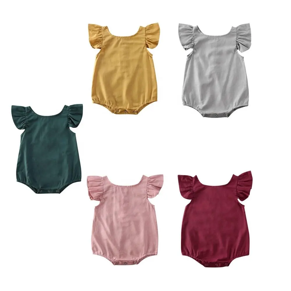 Hot Sale Infant Flutter Sleeves Cotton Baby Clothes Romper kids Beautiful Ruffle Toddler Clothing