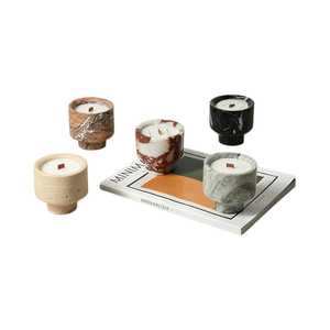 Moderno Ornamento da Tavolo in Marmo Naturale per Soggiorno, Lussuoso Contenitore Decorativo in Travertino Calacatta Viola - Product Image 1