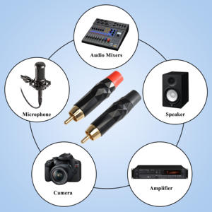 24K Plaqué Or Soudure Mâle RCA Prises Connecteur Câble Adaptateur pour Voiture Haut-Parleur Audio Phono <span class=keywords><strong>TV</strong></span> - Product Image 6