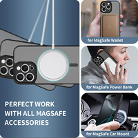 Étui de téléphone portable magnétique de luxe à texture de peau pour iPhone 15 16 Pro Max, coque arrière mate antichoc avec anneau de protection de l'appareil photo