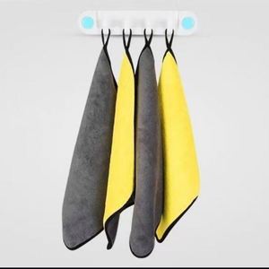 Serviette de lavage de voiture en microfibre personnalisée en usine, pour séchage rapide, microfibre à boucle simple, couleur grise, absorbante, avec logo imprimé sur mesure - Product Image 5