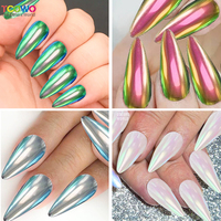 Ensemble de pigments à changement de couleur Diamond Shining Aurora Nail Art Pigment Caméléon Chrome Nail Powder Kit