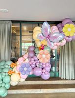 Guirlande d'arche de ballons personnalisée, motif floral printanier et papillons pastel, pour baby shower et anniversaire