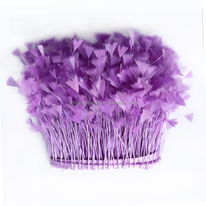 Passamaneria triangolare in piume di tacchino con frange, rifinitura cucita su nastro di raso per matrimoni, carnevale, abiti e artigianato - Product Image 5