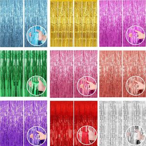 Rideau à franges métalliques 1x2m en PET, rideau de pluie à pampilles pour décoration de fête d'anniversaire, de mariage, de toile de fond et de photomaton - Product Image 2