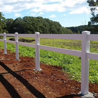 Clôture pour chevaux en PVC à 3 rails, blanche, en polymère, pour enclos équestre, kit de clôture en vinyle avec poteaux