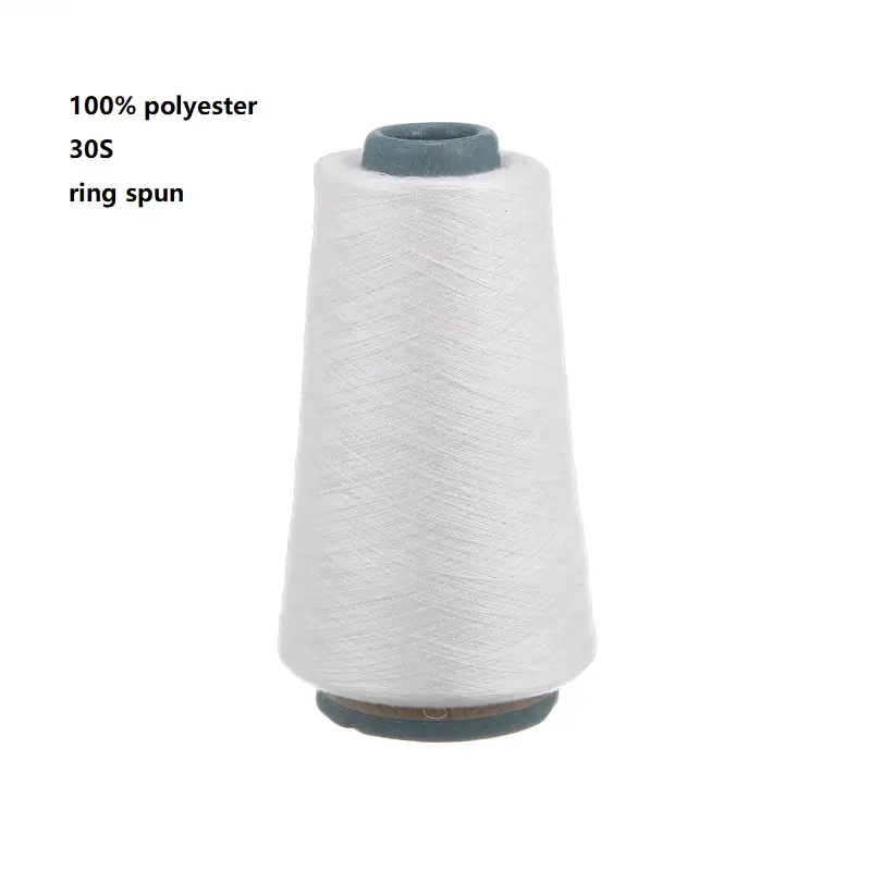 100 Polyester Ring Spun Yarn 30/1 40/1 Raw White For Weaving And Knitting