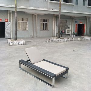 Grande chaise longue d'extérieur simple en rotin, chaise longue de couleur en osier personnalisée avec coussin imperméable, chaises longues en aluminium - Product Image 5