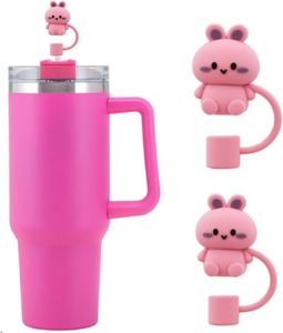3D Palha Toppers Acessórios para Tumble Copos 40 oz Animal Bonito Reutilizáveis Protetores de Palha para 10mm Palhas Beber - Product Image 1