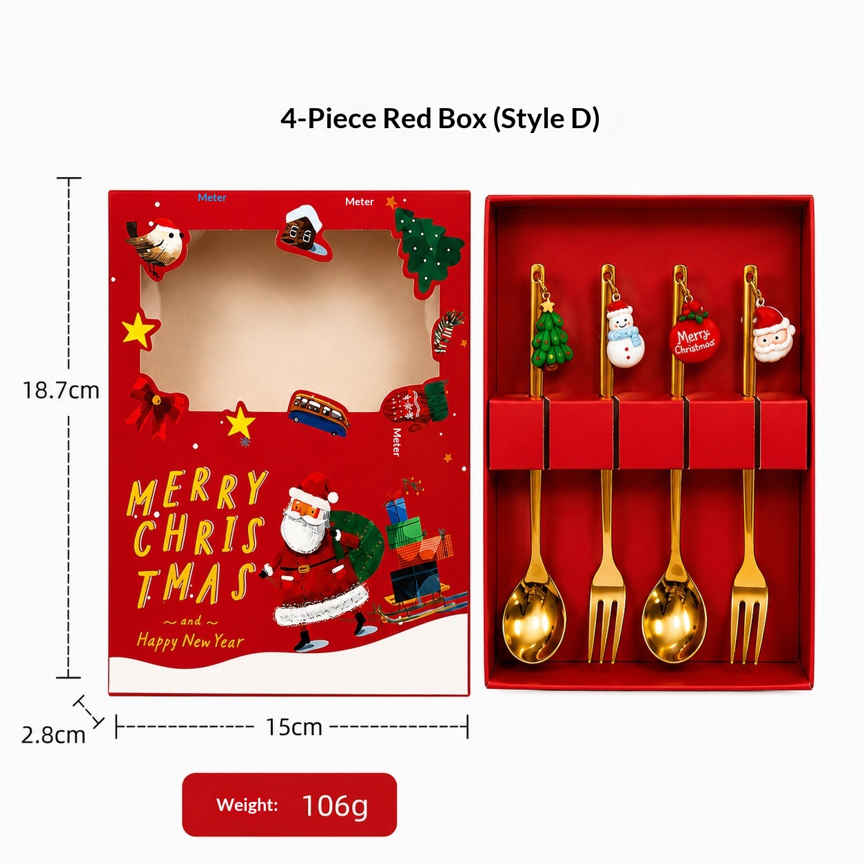 Gold red box set of 4 d