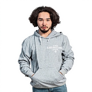 Sudadera con Capucha Gris de Algodón y Fibra de Bambú, Tejido Transpirable, Corte Regular, para Mujer, Otoño, con Estampado de Letras y Bolsillo Delantero, Estilo Casual - Product Image 1