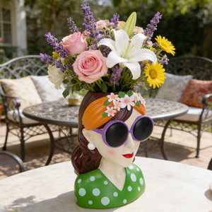 Maceta Decorativa con Forma de <span class=keywords><strong>Cabeza</strong></span> de <span class=keywords><strong>Mujer</strong></span> Creativa, Adorno de Resina con Forma de Busto de Dama para Decoración de Interiores y Exteriores - Product Image 5