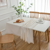 DaiRui nappe de table de luxe décorative vintage en lin blanc naturel pour mariage, restaurant, bureau à domicile
