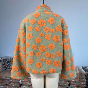 Sudadera de lana con media cremallera y estampado Floral de calidad para mujer, Jersey cálido de gran tamaño, chaqueta de Sherpa, ropa de abrigo de invierno 2025 - Product Image 5
