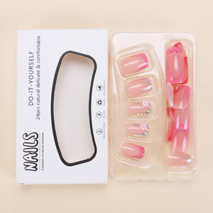 เล็บขายดียุโรปอเมริกันพร้อมเพชรประกายและดอกไม้, เคล็ดลับการทำเล็บฝรั่งเศส, เล็บสวมใส่ข้ามพรมแดน - Product Image 4