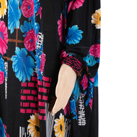Robe musulmane ample à impression florale traditionnelle Abaya avec robe musulmane grande taille à manches chauve-souris pour femmes
