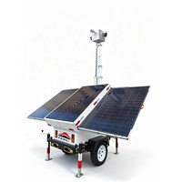 Grands panneaux solaires pour caméras de sécurité sur remorques, avec 3 panneaux solaires de 400W pour la surveillance nocturne des chantiers