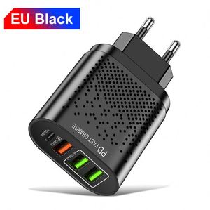 40W PD QC3.0 Multi-Port Type-<b>C</b> + 3 <b>USB</b> Fast Charging <b>Adapter</b> with PC Fireproof Material CE Certified UK <b>Plug</b> - Product Image 1