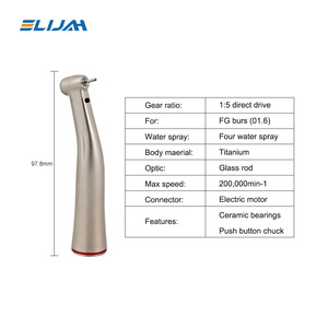 Manipolo Elettrico Dentale ELIJAH a Bassa Velocità con Turbina, Asta in Fibra Ottica, Rapporto <span class=keywords><strong>di</strong></span> Trasmissione Diretta 1:5, Quattro Getti d'Acqua - Product Image 4