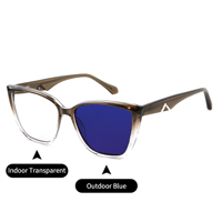 Lunettes de vue photochromiques anti-lumière bleue pour femmes, monture œil de chat en acétate TR, protection UV400, lunettes de mode pour ordinateur