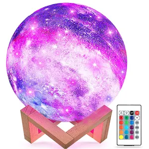 Chaud magnétique cadeau de noël télécommande tactile couleur Table veilleuse couleurs 3D lune lampe décorer lune lumière