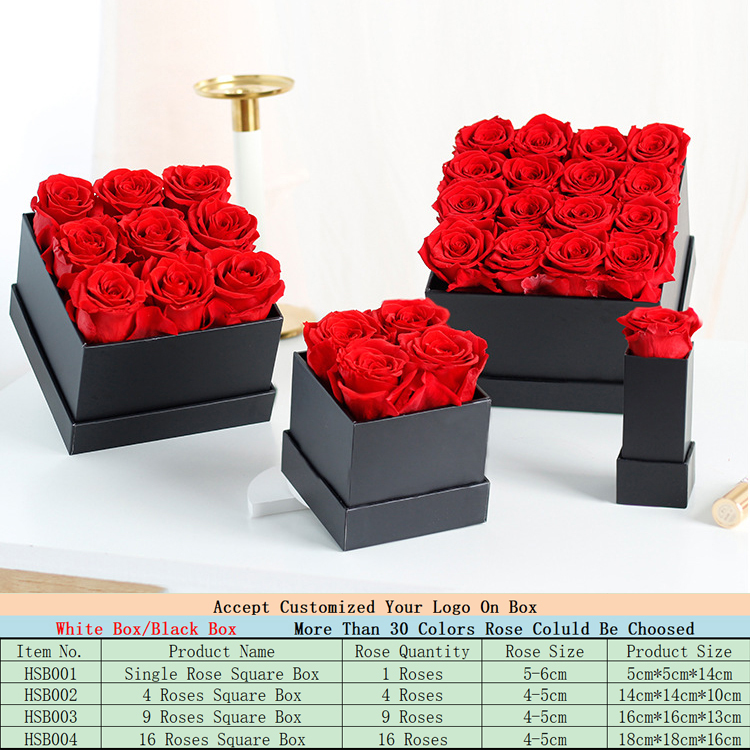 Rose classique dans une boîte carrée