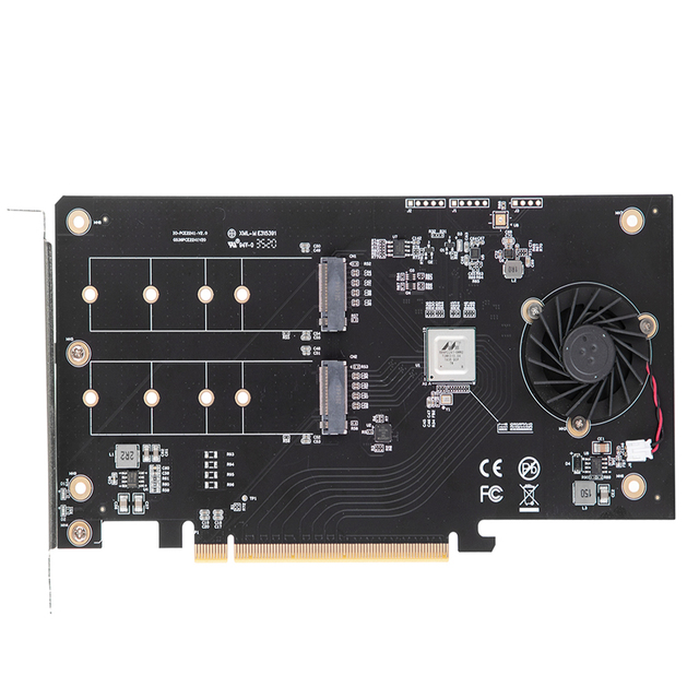 IOCREST Dual M.2 NVMe Ports RAID PCIe 3.1 X16 Interface (X8 Bandwidth) Bifurcation Riser Controller 2x M-Key RAID0/1 Boot System