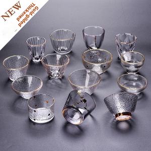 Verre à vin martelé Jiangzhiwu, petit modèle, avec bord doré, 1-100 ml, haute esthétique, épaissi, résistant à la chaleur, portable et durable - Product Image 1