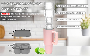 Silicone <span class=keywords><strong>Ice</strong></span> <span class=keywords><strong>Cube</strong></span> khay có nắp đậy 4 vòng tròn vuông Tumbler khuôn cho Stanley cup thiết kế cho cà phê & bánh công cụ - Product Image 3