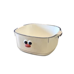 Cesta Escurridora de Frutas y Verduras de Doble Capa Desmontable con Adhesivos de Dibujos Animados Bonitos, Cesta de Lavado para Cocina - Product Image 1