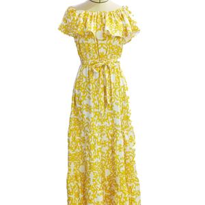 Vestido Casual Personalizable con Estampado, Hombro Descubierto, Manga Corta y Volantes para Verano y Otoño - Product Image 4