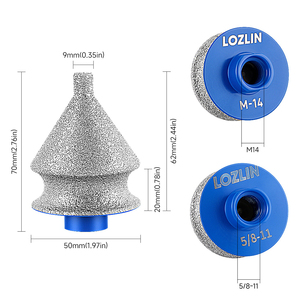Herramienta <span class=keywords><strong>de</strong></span> Biselado con <span class=keywords><strong>Diamante</strong></span> Soldado M14 y 5/8-11, <span class=keywords><strong>Broca</strong></span> Cónica Multifunción para Pulir Bordes <span class=keywords><strong>de</strong></span> Azulejos, Mármol y Cuarzo - Product Image 2