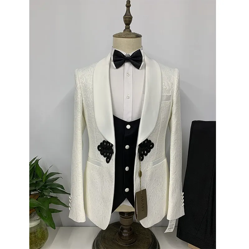 2022 men's suits 3 pieces shawl collar groom suits wedding in stock