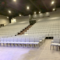 Chaises de théâtre de luxe d'occasion à prix abordable, vente en gros, chaises d'église en métal rembourrées et imbriquées, pour auditorium, ODM OEM
