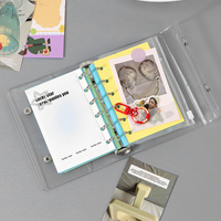 A6/A7/M5 Couverture de reliure en PVC souple transparent à 5/6 anneaux avec fermeture à 2 boutons pression pour les pages de planificateur (blanc)