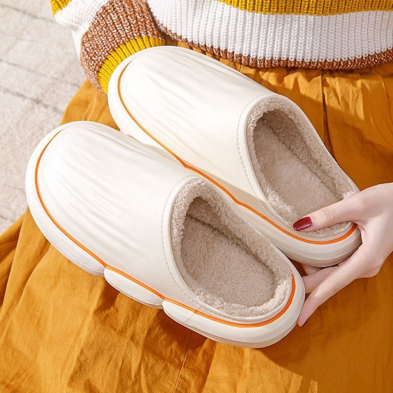Autumn Winter Warm House Slippers Waterproof Couples Home Indoor Fuzzy Shoes