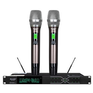 ميكروفون لاسلكي احترافي لمنصة المؤتمرات، ميكروفون UHF مضاد للصفير، نظام ميكروفون لاسلكي احترافي للكاريوكي بخاصية واحد يشغل اثنين - Product Image 3