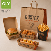 Juego de Empaque de Comida Rápida Kraft Impreso Personalizado, Caja para Hamburguesas, Pollo Frito, Hot Dogs, Papas Fritas, Bolsa de Papel, Empaque para Restaurantes para Llevar
