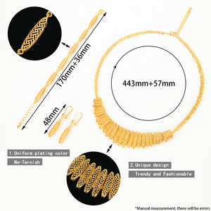 Vintage Dubai altın takılar takım hipoalerjenik olmayan kararmaz su geçirmez takı kolye gelin için 3 adet <span class=keywords><strong>Set</strong></span> - Product Image 6