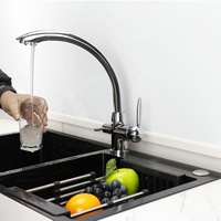 Robinet mitigeur d'eau chaude et froide à 3 voies en laiton avec système de filtration d'eau par osmose inverse