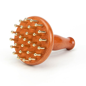 Cepillo para meridianos de latón macizo de 29 dientes, artesanía, mango de madera, cepillo de masaje, herramienta de masaje corporal multiusos - Product Image 5