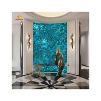 Vente en gros Dalles naturelles en apatite et cristal bleu turquoise rétroéclairées Panneaux de pierre translucide