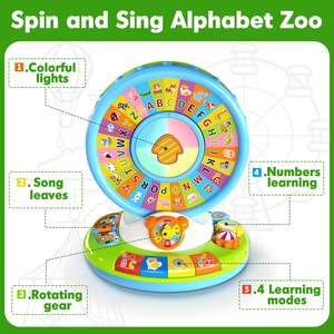 EPT Montessori-Grande Roue Interactive pour Bébé, Jouet Éducatif Alphabet <span class=keywords><strong>Zoo</strong></span>, pour l'Apprentissage des Enfants - Product Image 2