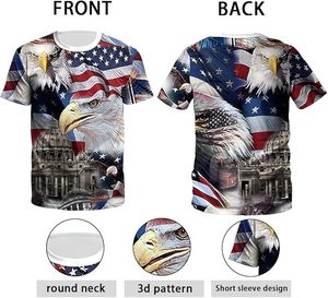 Maglietta America Eagle, T-shirt Americana, Camicia da Uomo American Eagle, <span class=keywords><strong>Abbigliamento</strong></span> Americano - Product Image 3