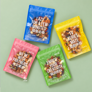 Sachets alimentaires personnalisés avec logo, imprimés en petites séries, refermables, à fond plat, pour noix, flocons d'avoine, bonbons, snacks, sachets laminés à fermeture éclair - Product Image 4