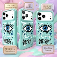 Coque de téléphone brillante style doudoune en PU avec motif œil graffiti, antichoc et protectrice, compatible avec iPhone 15-17 Pro
