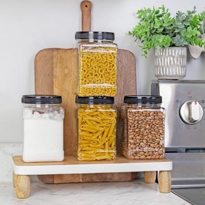 Clear Food Grade PET Plastic Square Grip Storage Jar With Cap - Product Image 4