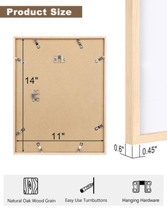 Solid Oak Wood <b>Photo</b> <b>Frames</b> with Tempered Glass11 X 14 <b>Frames</b> for Horizontal and Vertical Wall Mounting - Product Image 4