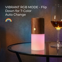 Veilleuse moderne en bois à détection de gravité, rechargeable 780 mAh, lampe à bascule RGB à changement de couleur pour décoration de chevet